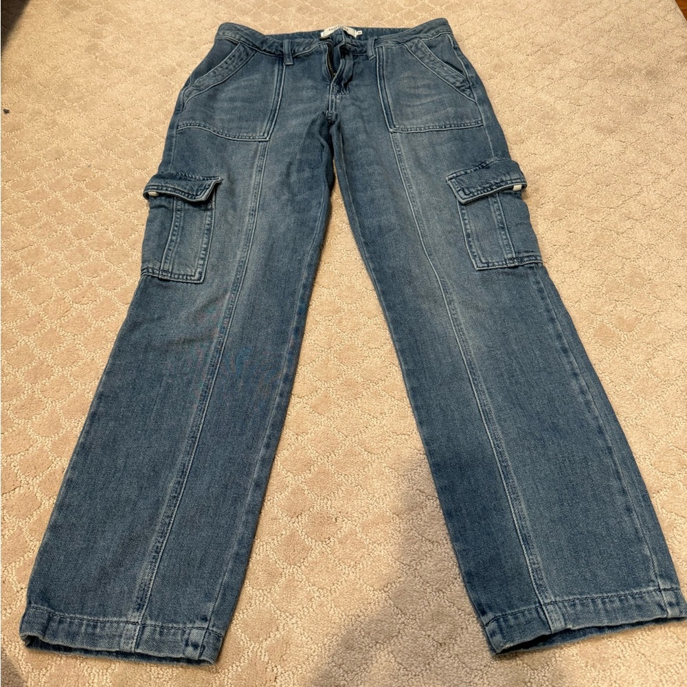 medium wash cargo style soft jeans. Gently used. Great condition.
